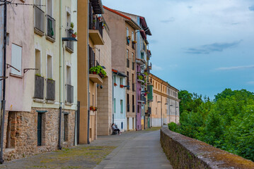 Wall Mural - Buildings stretched alongisde ramparts of Pamplona, Spain