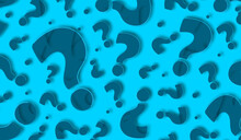 Watercolor Blue Question Mark Background. Creative Question Pattern Abstract  