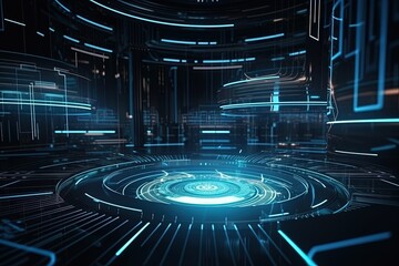 Poster - futuristic circular abstract background created with Generative AI technology