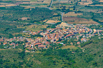 Aerial view of Palau-saverdera village in Spain