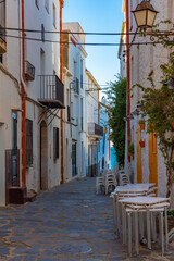 Poster - Whitewashed street at Spanish village Cadaques