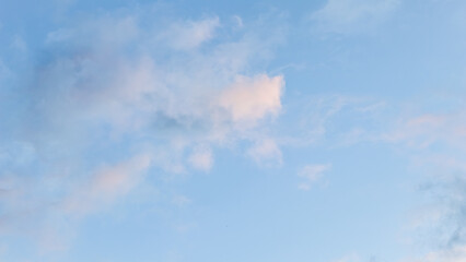 Wall Mural - blue sky background with pale pink clouds at sunset