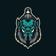 Wall Mural - Orc mascot logo design with modern illustration concept style for badge, emblem and t shirt printing. Orc head illustration.