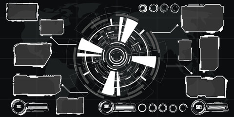 Wall Mural - digital interface hud elements set pack. user interface, frame screens. callouts titles, fui circle 