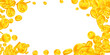 © Begin Again - Japanese yen coins falling. Scattered gold JPY