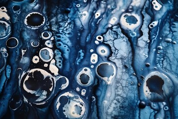 Poster - Illustration of water bubbles on a textured surface in macro view created with Generative AI technology