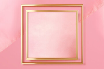 Golden frame on pink abstract background. Created with Generative AI Technology