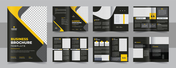 Wall Mural - business brochure template layout design, 12 page corporate brochure editable template layout, minimal business brochure template design vector