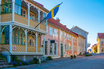 Wall Mural - Sunset view of a historical street in Marstrand, Sweden