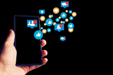 Aufkleber - woman use smartphone online to social network, touchscreen device connecting to global cyber net, digital link to data information, internet of things online, hacker privacy, ai crypto currency.
