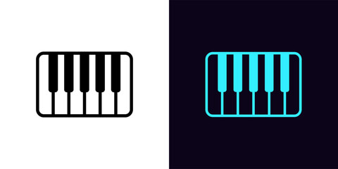 Sticker - Outline piano icon, with editable stroke. Piano keyboard sign, musical instrument pictogram. Classical music, pianoforte melody, jazz show and performance, piano keys and sound.