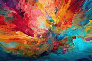 Poster - abstract painting with vibrant colors created with Generative AI technology