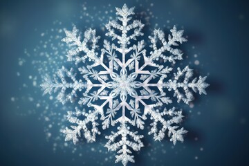 Wall Mural - single snowflake on a light blue background created with Generative AI technology