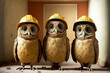 Owls Wearing Hard Hats Generative AI