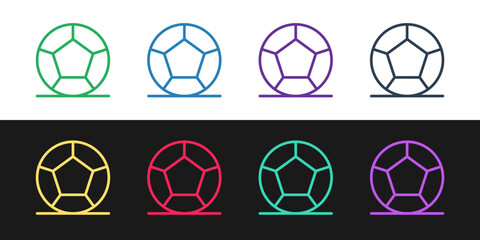 Wall Mural - Set line Soccer football ball icon isolated on black and white background. Sport equipment. Vector