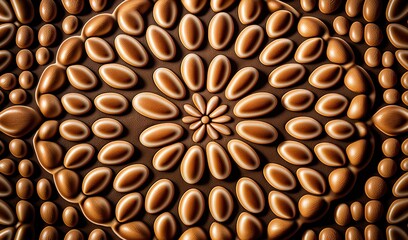  a close up of a piece of chocolate with nuts on it.  generative ai