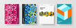 Minimalistic catalog cover A4 vector design template composition. Clean geometric tiles banner concept set.
