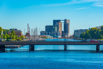 Wall Mural - Industrial landscape of Swedish town Halmstad