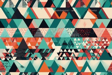 Poster - vibrant and intricate geometric pattern with multiple shapes and colors created with Generative AI technology