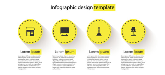 Sticker - Set House, Smart Tv, Rubber plunger and Table lamp. Business infographic template. Vector