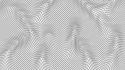 Wall Mural - Abstract wavy 3d mesh on a white background. Geometric dynamic wave. 3D technology wireframe. Vector illustration.