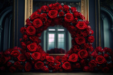 Elegant Red Rose Frame In Full Bloom (AI Generated)