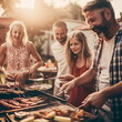 © D-stock photo - Familia haciendo BBQ en el exterior, Generative Ai