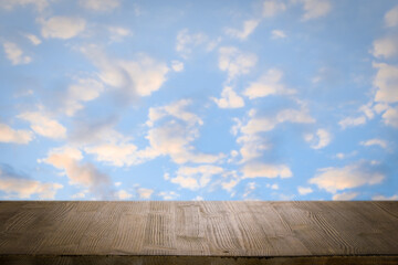 Wall Mural - wooden table, blue sky