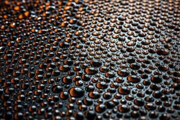 Poster - Illustration of close-up water droplets on a textured surface created with Generative AI technology