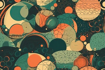 Poster - abstract painting with colorful circles and dots created with Generative AI technology