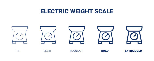 Sticker - electric weight scale icon. Thin, light, regular, bold, black electric weight scale icon set from restaurant collection. Editable electric weight scale symbol can be used web and mobile