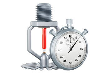 Poster - fire sprinkler with stopwatch, 3d rendering