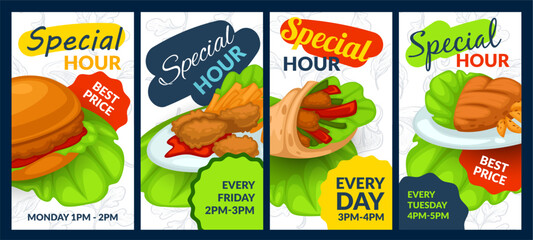 Wall Mural - Flat banners set, spesial hour best price