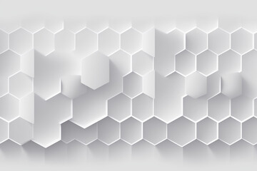 Poster - Vector abstract paper hexagon white background, Generative AI