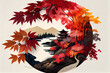 © Mukhlesur - Beautiful maple leaves in autumn sunny day in foreground and blurry background. Generative Ai