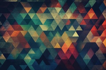 Poster - vibrant geometric background composed of colorful triangles created with Generative AI technology