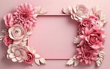 Fototapeta Sypialnia - Frame with pink and white flowers. Generative AI technology.