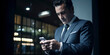 © Lemart - Businessman checking email on his mobile phone. Generative AI