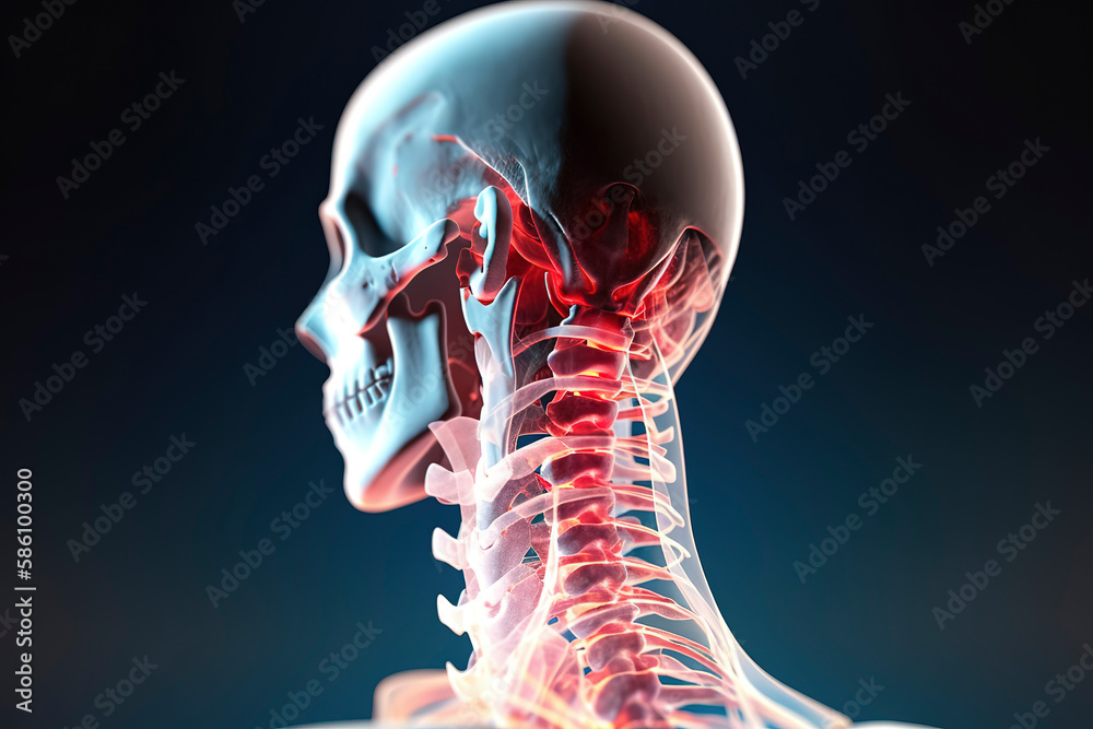 Human body anatomy highlighting neck pain, upper spine, and cervical ...