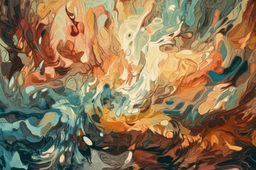 Poster - abstract painting with vibrant colors and bold brushstrokes created with generative ai technology