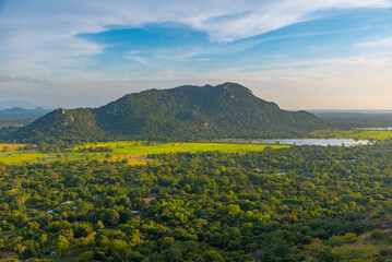 Wall Mural - Aerial view of green landscape near Mihintale mountain in Sri Lanka