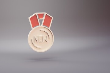 Aufkleber - Beautiful illustration Golden New medal symbol icons on a bright pink  background. 3d rendering illustration. Background pattern for design.