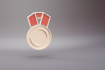 Aufkleber - Beautiful illustration Golden medal symbol icons on a bright pink  background. 3d rendering illustration. Background pattern for design.