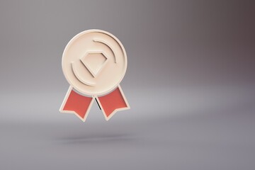 Aufkleber - Beautiful illustration Golden Winner Badge symbol icons on a bright pink  background. 3d rendering illustration. Background pattern for design.