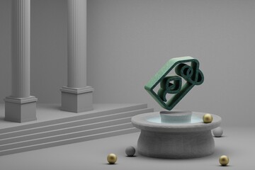 Aufkleber - Beautiful abstract illustrations badge clean energy symbol icon on a fountain and column background. 3d rendering illustration. Save Ecological..