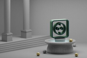 Poster - Beautiful abstract illustrations eco symbol icon on a fountain and column background. 3d rendering illustration. Save Ecological..