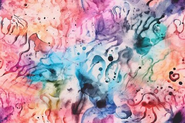Poster - colorful abstract painting with various shapes created with Generative AI technology