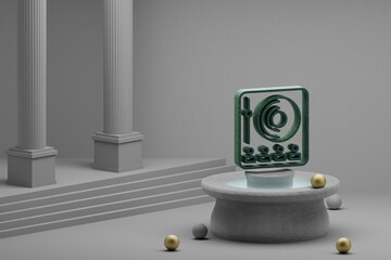 Poster - Beautiful abstract illustrations musical DJ Music Player symbol icon on a fountain and column background. 3d rendering illustration.