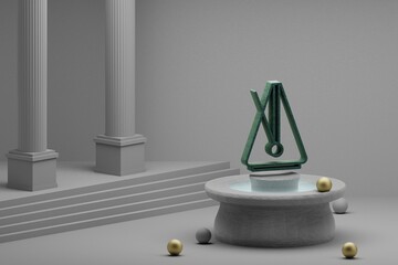 Poster - Beautiful abstract illustrations musical Big Metronome symbol icon on a fountain and column background. 3d rendering illustration.