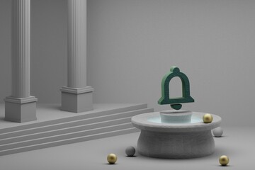 Aufkleber - Beautiful abstract illustrations Green Notifications None symbol icon on a fountain and column background. 3d rendering illustration.